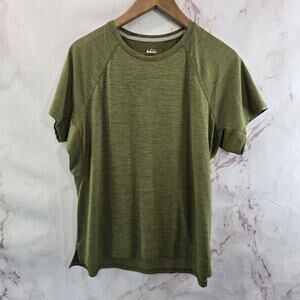 REI Co Op Shirt Womens XL Green Tech Short Sleeve Active Pursuits Hiking Stripe